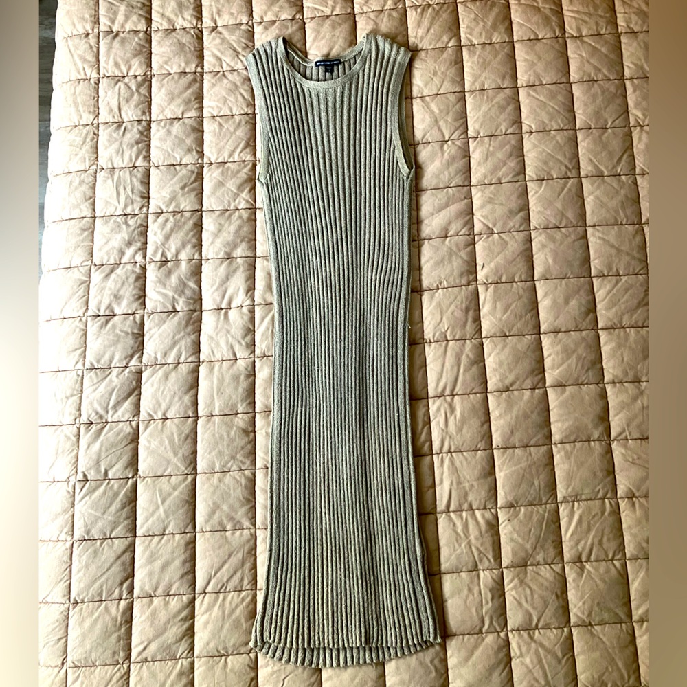 James Perse Ribbed Knee Length Sleeveless Dress - Tan/Taupe - 2 (small/medium)